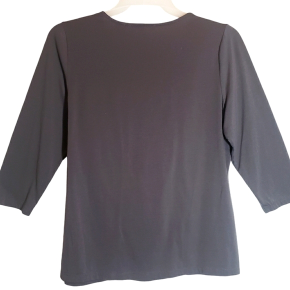 Tara Ryan women's XL gathered front v-neck polyester pullover top. 5091 - Picture 4 of 4